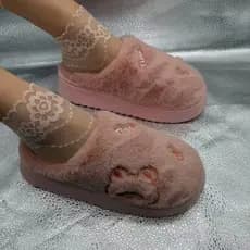Chinelos de algodão feminino inverno novo estilo forro de lã quente interior uso doméstico sola grossa antiderrapante Ba
