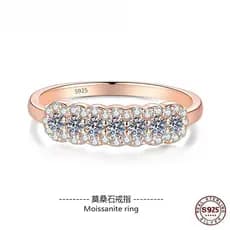 （XIBU）Anel Luxuoso de Moissanita Ouro Rosé para Mulheres, Prata 925 Esterlina com Certificado