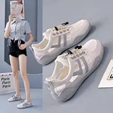 (XIBU) Sapatos femininos Baotou Sandálias femininas verão buraco sapatos respiráveis tênis brancos femininos