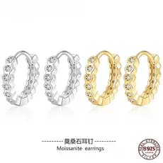 Brincos de moissanite para mulheres, brincos de luxo leve cravejados de diamantes, prata S925 com certificado de autenti