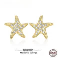 （XIBU）Brincos Estrela do Mar Prata 925 Luxuoso Sofisticado Personalizado Com Certificado