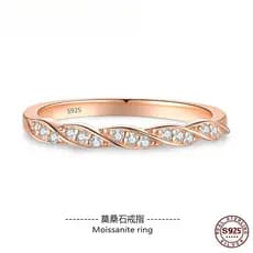 （XIBU）Anel Torcido Ajustável Prata 925 Ouro Rosê Moissanite Luxuoso Com Certificado