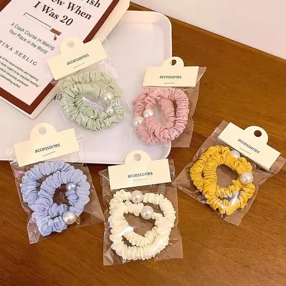 Novo 1 Par De Corda De Cabelo De Alta Elasticidade De Múltiplas Cores Sem Costura Anel Bonito Pílula Menina