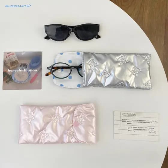 Bolsa De Óculos Brilhante BLUEVELVETSP , Estojo Leve Com Padrão De Arco Cheio De Algodão , Fivela De Pressão