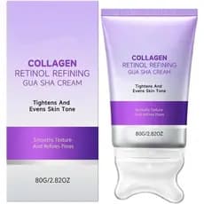 Creme Hidratante Facial com Gua Sha, Creme de Colágeno e Retinol para Firmeza da Pele do Pescoço, Creme para Pescoço, Cr