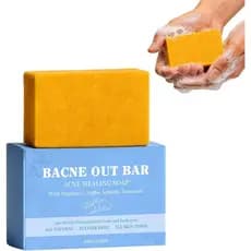 Sabonete em Barra para Acne, Sabonete de Cúrcuma para Remover Manchas Escuras e Uniformizar o Tom da Pele, para Rosto e