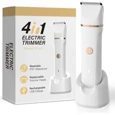 Aparador Elétrico de Biquíni 4 em 1 para Mulheres - Lâminas Elétricas Indolores para Rosto/Corpo/Axilas/Pelo Pubiano, à