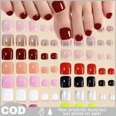 96 Pcs 4 Grade Curto Quadrado Pontas De Unha Falsa Cobertura Completa Artificial Acrílico Pé Nail Art Tip Press On Toe E