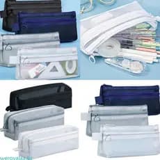 Weroyala Estojo Para Lápis De Grande Capacidade , 2 Compartimentos , Organizador De Viagem , Leve , Transparente , Bolsa