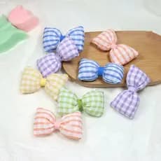 5 Pçs/set Coreano 3D Xadrez Arco DIY Bandana Sorvete Cor Menina Coração Bowknot Roupas Chapéu Decoração Acessórios