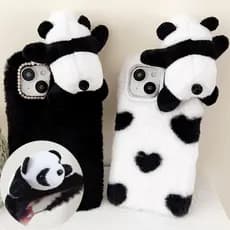 Para iPhone 15 14 13 12 11 Pro Max XS X XR 8 7 6 Mais Estojo De Pelúcia , Panda Lovely Cartoon Animal Doll