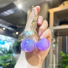 Chaveiro Decorativo Exquisito em Forma de Cereja, Pingente de Fruta Imitada, Ideal para Decoração de Bolsas Femininas e