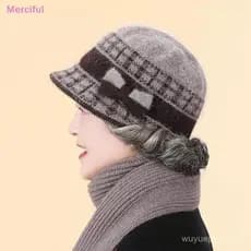 [Mer] Moda Ao Ar Livre Chapéu De Malha De Lã Inverno Boné De Beisebol De Pele De Coelho Quente Bacia De Arco Para Meia-I