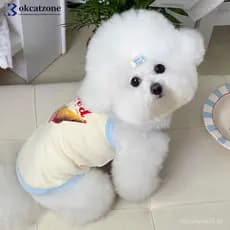 OKCATZONE M-2XL Primavera Verão Sorvete Estampa De Desenho Animado Colete Para Animais De Estimação Fino Respirável Roup