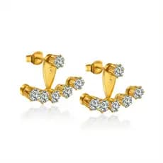 Brincos redondos de zircônia em aço inoxidável HT, adequados para mulheres, estilo luxo leve, elegantes e modernos.