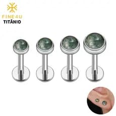 Brincos de liga de titânio FINE4U, com incrustação de calcário, 3/4/5/6mm, hipoalergênicos, adequados para cartilagem da