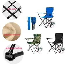 Cadeiras dobráveis portáteis para uso ao ar livre, com braços, cadeiras para pesca e lazer cadeiras de praia com encosto