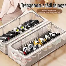 Caixas de arrumação em PVC transparente, empilháveis, para guardar sapatos debaixo da cama e protegê-los da humidade