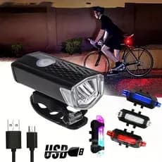 Luzes LED dianteiras e traseiras para bicicleta – Luzes ultrabrilhantes para passeios noturnos, recarregáveis por USB