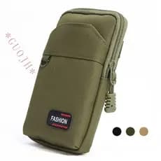 Guoguh Bolsas Para Celular Acessórios De Acampamento Bolsa De Nylon Cáqui De Camada Única/Dupla Masculina EDC Molle