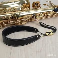 [Z] Alça De Couro Acolchoada Para Pescoço De Saxofone Ajustável Cinto Pendurado Novo