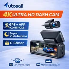 Autosali V8 Câmera Veicular 4K Ultra HD | Câmera Dupla Frontal e Traseira | GPS + App | Lente Sony | Visão Noturna | Mon
