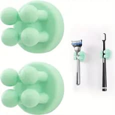 2 Suportes De Escova De Dentes De Silicone Dos Pces-Ganchos Fixados Na Parede Autoadesivos Multifuncionais Para Ha