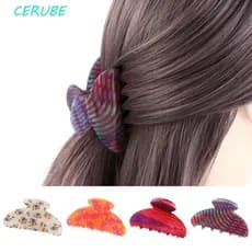 CERUBE Garra De Cabelo Floral , Clip De Acrílico Colorido , Cabeleireiro Estilo Retro Coreano Shark Back Of Headwear