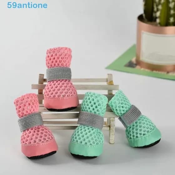 ANTIONE 4 Pçs/SET Sapatos De Malha Para Cães , Botas Respiráveis Resistentes Ao Desgaste Cachorros , Calçados De Proteçã