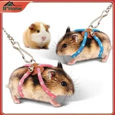 Conjunto De Arnês Ajustável Para Trela De Hamster Pequeno BHTH Com Corda De Tração Furões De Sinos ~
