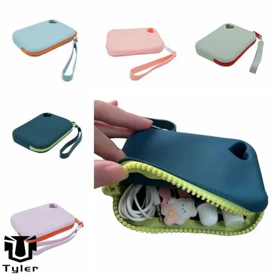 Porta-moedas de Silicone Portátil com Cordão Estilo Coreano à Prova d'Água Grande Capacidade Estilo Estudante