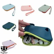 Porta-moedas de Silicone Portátil com Cordão Estilo Coreano à Prova d'Água Grande Capacidade Estilo Estudante