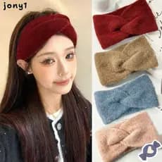 THUY Faixa De Cabeça De Inverno , Cabelo Quente Cruzada Com Nó Elástico , Tricô De Lã Antiderrapante , Acessórios