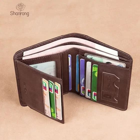 SHANRONG 3 carteiras dretas, couro cor sólida carteira curta masculina, casual urbana estilo recreativo macio ID crachá