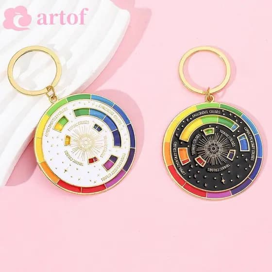 Chaveiro De Bússola Colorida Giratória ARTOF , Roda De Metal De Nova Cor , Giratório