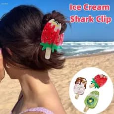 Garra De Cabelo Da Série Fruit , Clipe De Tubarão De Sorvete De Ácido Acético Bonito Comida Deliciosa Doce Colori