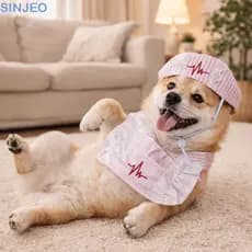 SINJEO Roupa De Enfermeira Para Gato , Vestido De Transformação De Ajustável Respirável , Chapéu , Roupas Engraçadas Cos