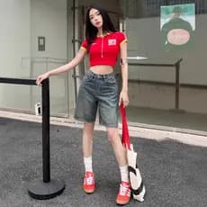 BAGGY JEANS short-usisex Shorts De Perna Larga Para Homens E Mulheres Calças Curtas Femininas
