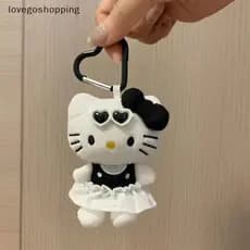 [lovego] Kawaii Vestido Preto Hello Kitty Brinquedo De Pelúcia Desenhos Animados Sanrio Pingente Macio Boneca Chaveiro D