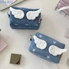 Estojo SINJEO Wings Star Dots , Bolsa De Armazenamento Estilo Coreano Y2k Estampada , De Papelaria