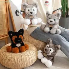 SHENGDA Brinquedo De Pelúcia Para Cachorro Sentado , Boneca Wolfdog Huksy Com Orelha Grande , Travesseiro Fofo E De Bebê