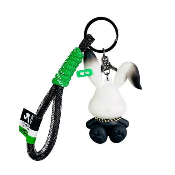 Bonito criativo na moda legal gradiente coelho pingente dos desenhos animados carro chaveiro estudante mochila pingente