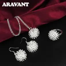 Conjunto de Colar, Pulseira e Anel de Prata 925 Aravant com Design de Fogos de Artifício, Joias de Moda Feminina