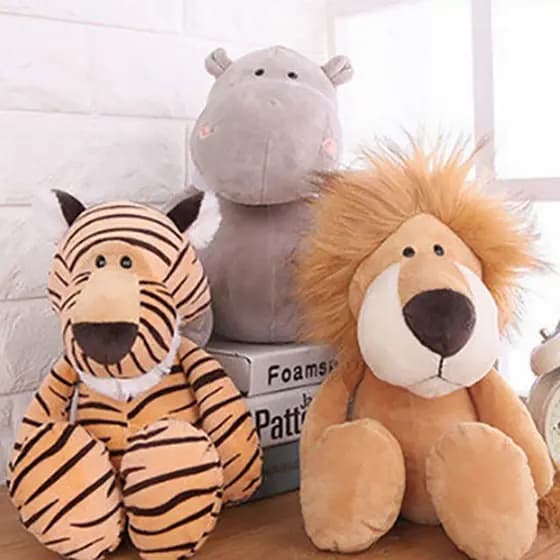 25cm Brinquedos Super Fofos Recheados Para Crianças Adormecendo Mate Animais Da Selva Bonecos Elefante Cachorro Tigre Ra