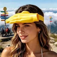 Chapéu De Sol Em Formato De Mão Design Criativo , Proteção UV Física Dobrável , Plástico Ecológico Leve Para Adultos E C