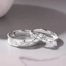 Acompanhado Por Um Casal De Estrelas Anel De Homens E Mulheres , Par Frescas Incrustadas De Diamante Chuva De Meteoros