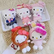 Brinquedo de Pelúcia Fofo da Sanrio Hello Kitty, Cosplay de Coelho ou Urso, Chaveiro, Presente de Aniversário