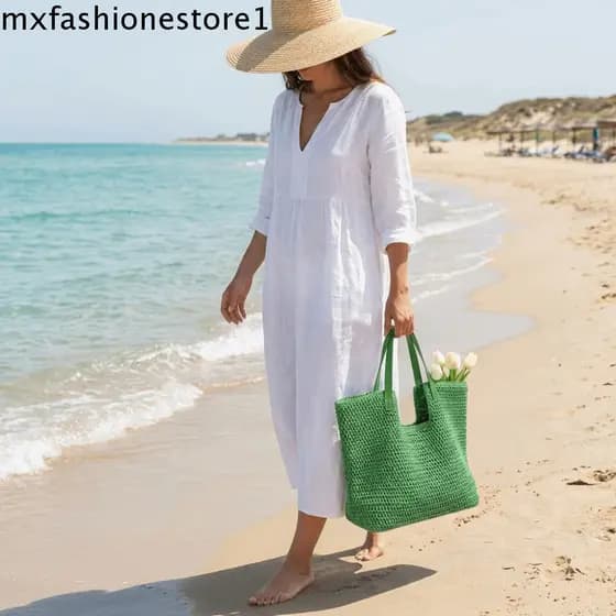 Bolsa De Ombro De Palha MXFASHIONE , Sacola Feita À Mão Em Estilo Vintage De Compras Boêmia Ecológica