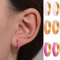 Europeu americano ins cor gotejamento óleo em forma de C brincos feminino moda temperamento nicho Design brincos geométr