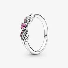 Anel De Asas De Anjo Brilhantes Cristais Rosa Feminino